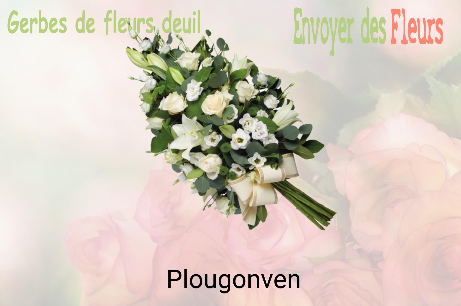 Gerbe de fleurs de deuil livrée à Plougonven